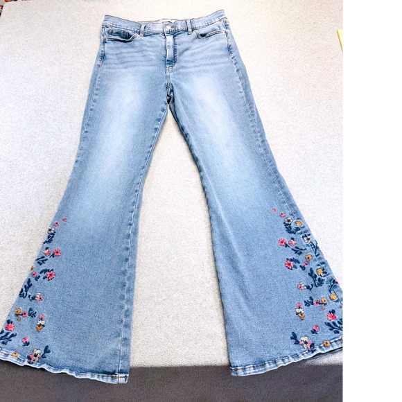 Jessica Simpson Denim - Jessica Simpson Daisy Flare Jeans Women 14 Embroidered Floral Light Wash Hippie